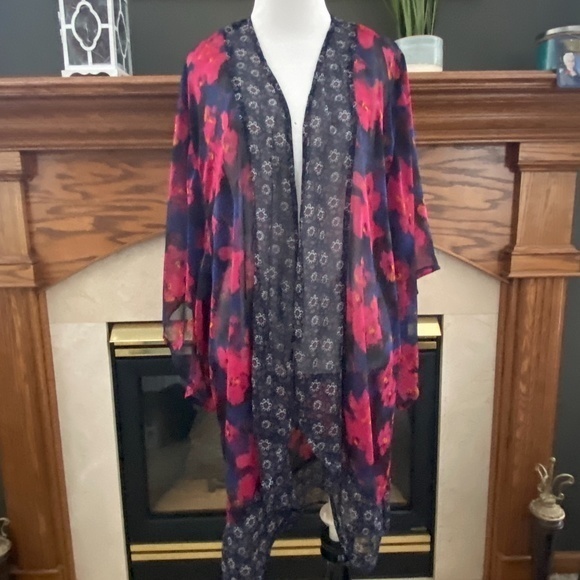 Hollister Floral Boho‎ Open Front Kimono Cardigan Sz. OS - Picture 3 of 12